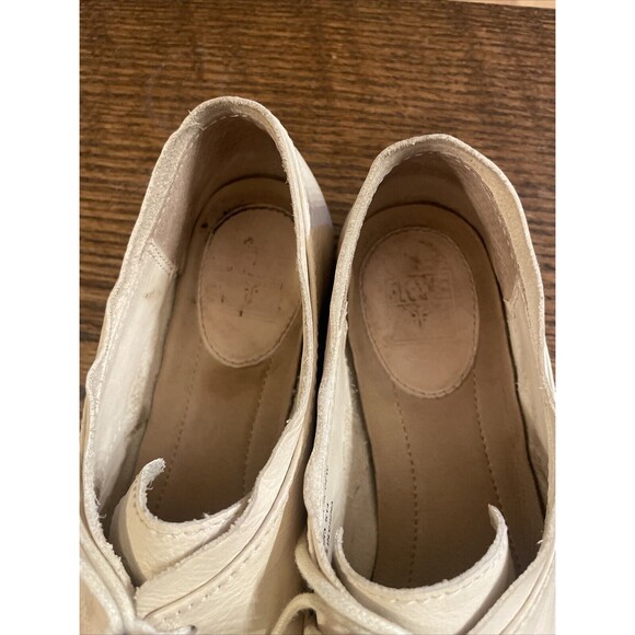 FRYE Pointed Toe Ivory Cream Leather Cap Toe Oxford Shoe Size 7 M - Picture 5 of 12